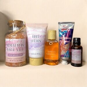 Bath & Body Bundle - Bath Salts, Foot Lotion, Shower Gel, Hand Cream & Rose Oil